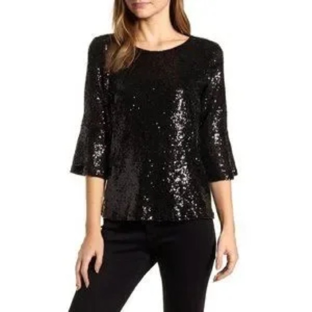 Gibson Navy Sequin Blouse - XS